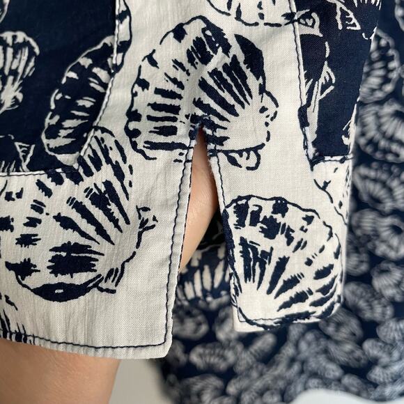 Talbots Blue White Seashell Tunic Beach Coverup Womens Size S Coastal Cotton - Picture 8 of 9